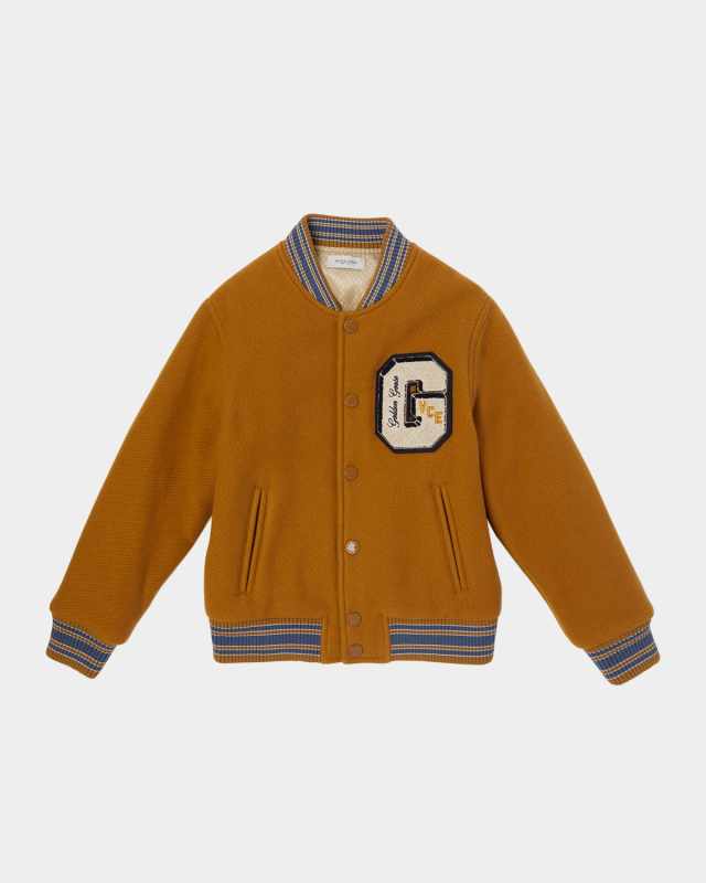 Kid's Journey Logo Patch Wool-Blend Bomber Jacket, Size 4-12